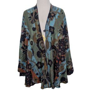 NEW Rapti Fashion 100% Cashmere Reversible Wrap Shawl Womens One Size Blue Artsy